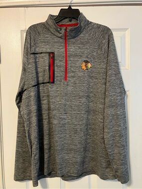 Chicago Blackhawks NHL 1/4 Zip Up Pullover Gray Mens Size XL